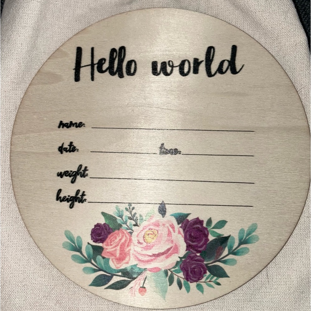 Birth Announcement Hello World | Wooden Baby Announcement Sign